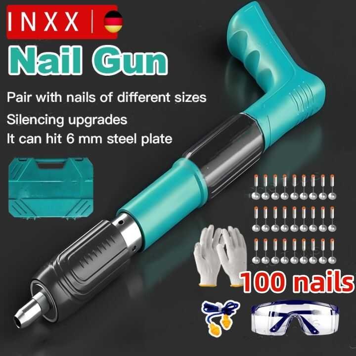 INXX Nail Gun Power Tool Cordless Manual Steel Rivet Concrete Tacker ...