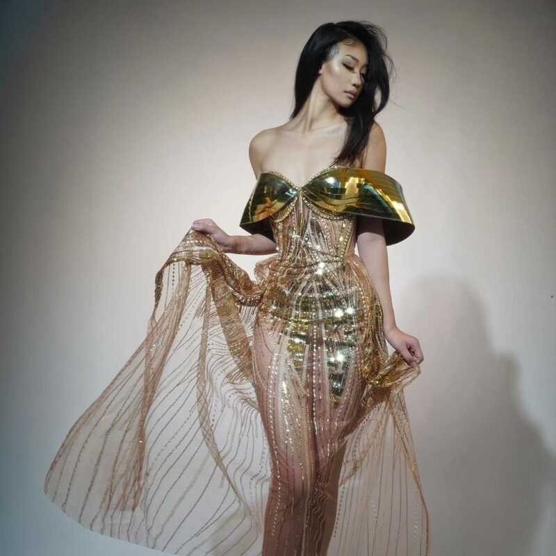 Gold New Strapless Shiny Rhinestone Waist Electric Music Festival ...