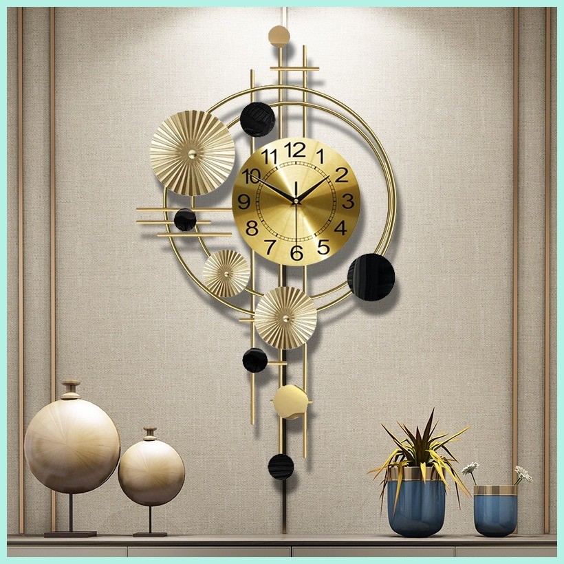 78x45cm Nordic Light Luxury Round Titanium Decorative Clock Living Room ...