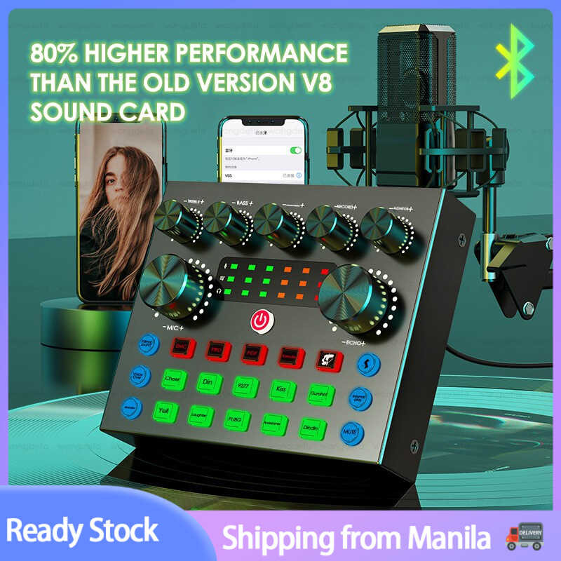 Top Sale V8 Audio Interface BLUETOOTH USB Live Broadcast Mic Sound Card ...