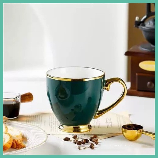 VISHINE Light Luxury Ceramic Mug Gold Rim Coffee Water Nordic Mug Cup ...