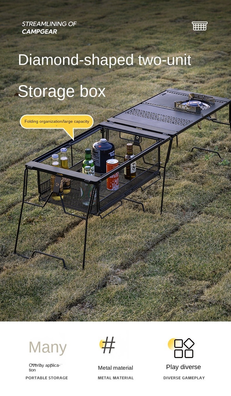 Campingmoon IGT Storage Rack 2-Unit Integrated Table Foldable Stackable ...