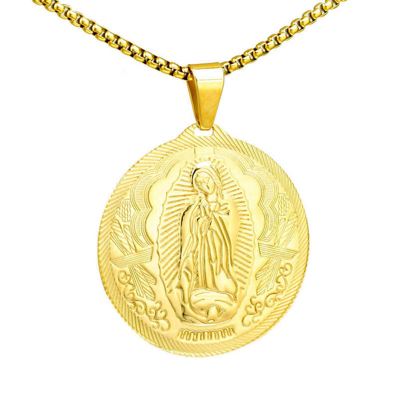 New Stainless Steel Vintage Religious Virgin Mary Pendant Necklace for ...