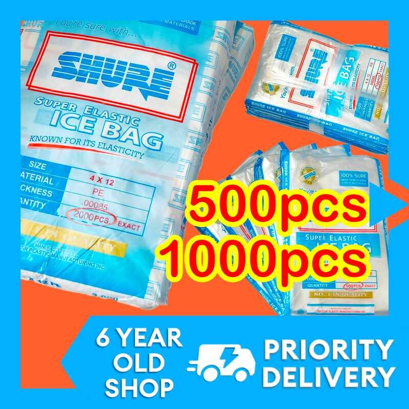 500 1000 ICE PLASTIC BAGS Shure Ice Water Plastic Ng Yelo Wholesale (4 ...