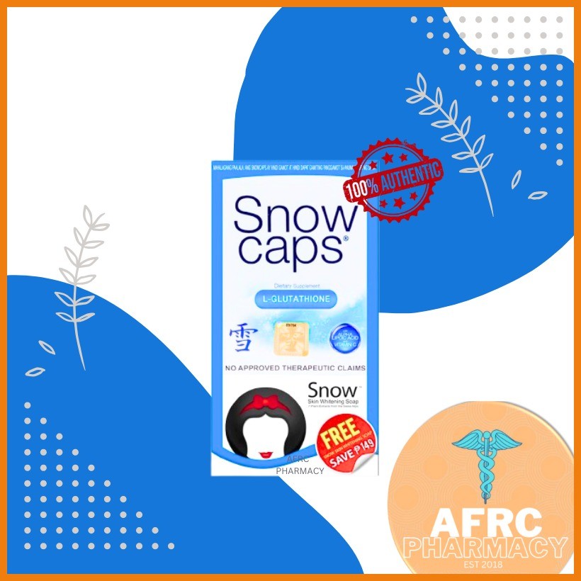 Snow Caps Glutathione 30 Capsules Free Snow Skin Whitening Soap Bundle ...