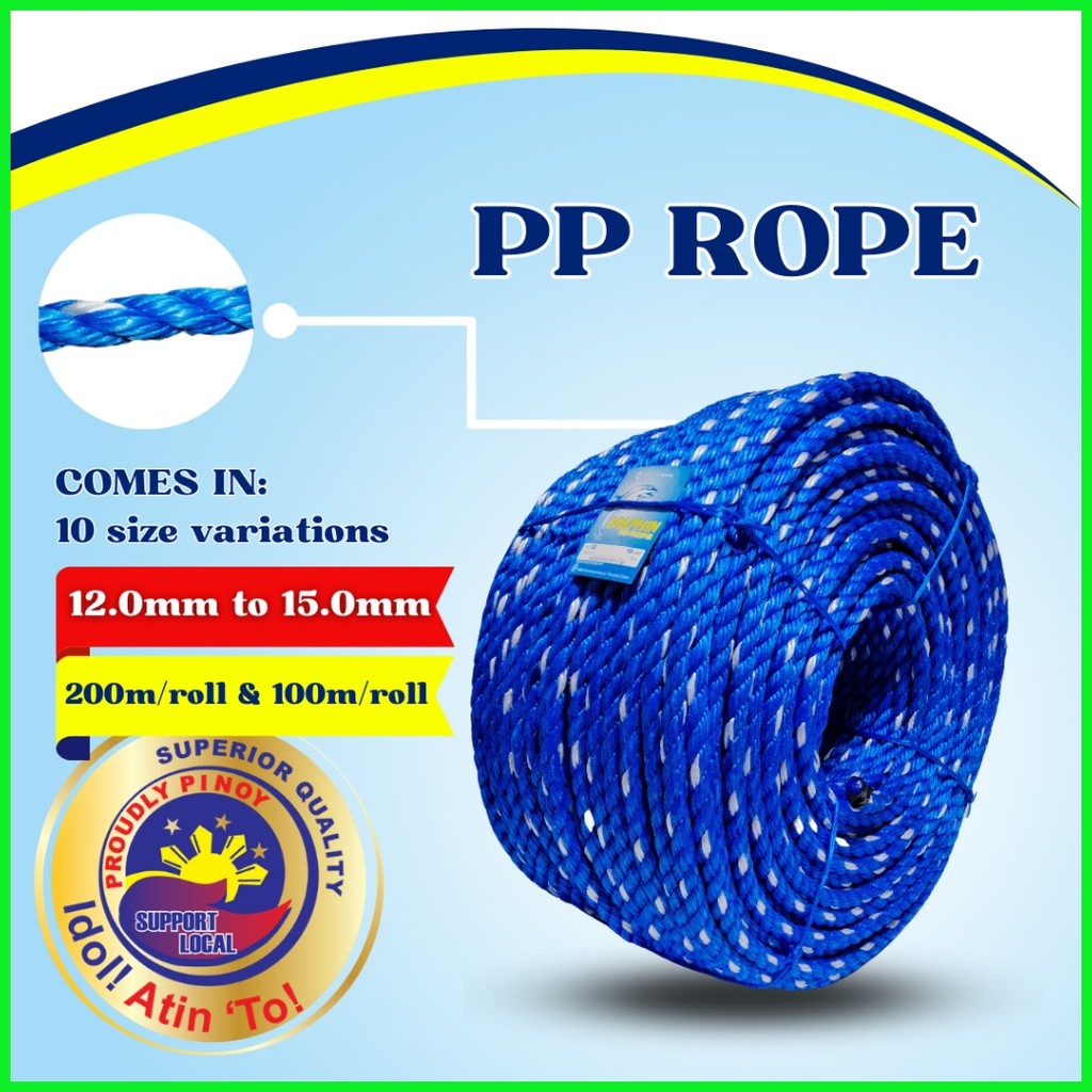 PP ROPE Size #24- 12.0mm to #30- 15.0mm DOLPHIN BRAND (200m/roll & 100m ...