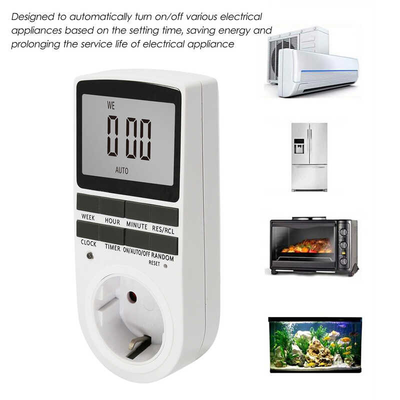 Digital Timer Switch Socket Electronic LCD Display Plug In Programmable ...