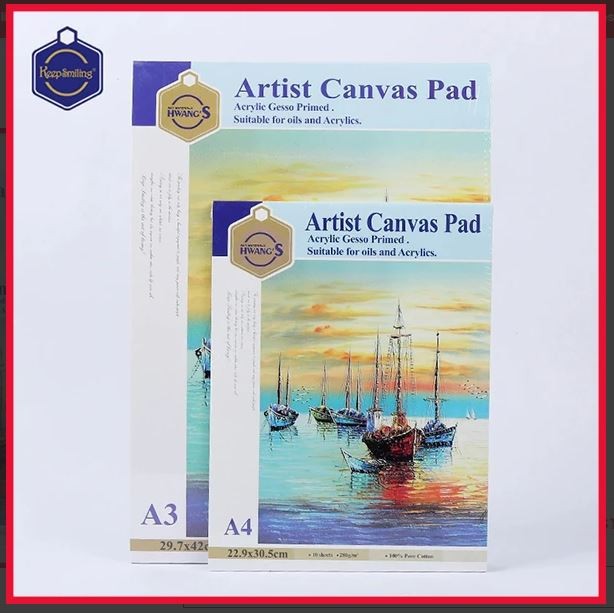 Keep Smile Artist Canvas Pad Acrylic Gesso Primed Pure Cotton 280gsm 10 ...