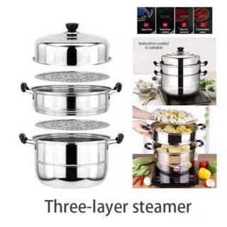 Three Layer right angle Steamer Stainless Steel Steamer Soup Pot ...