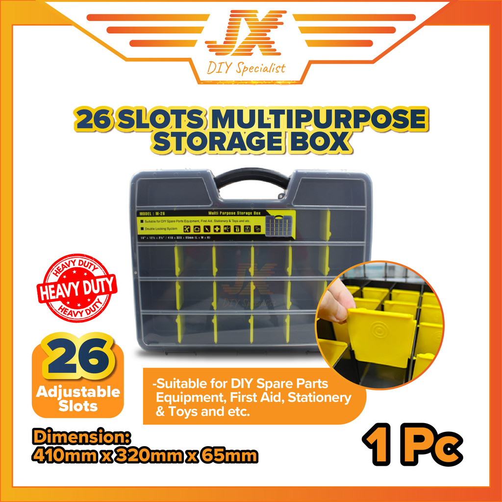 26 Slots Heavy Duty Plastic Adjustable Storage Box Tool Box Hardware ...