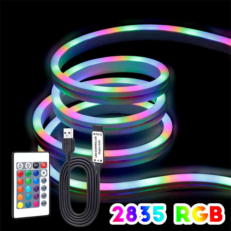 Rope Light Rgb, 5V Neon Flex With Remote Control USB LED Strip Lights ...