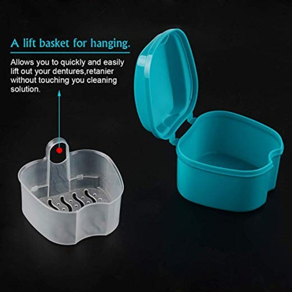 Denture Case Denture Clean Brush False Teeth Storage Box with Hanging ...