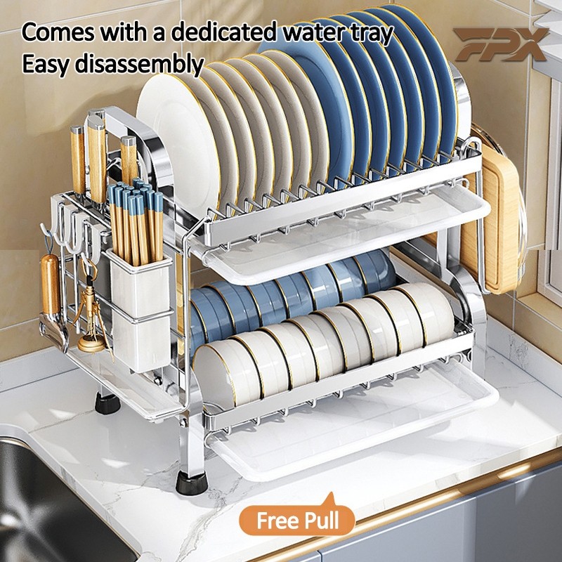 FPX Stainless Dish Drainer Rack With Cove Dish Rack Kitchen Organizer ...