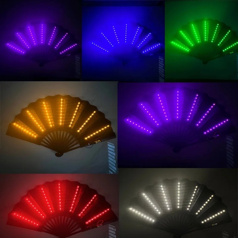 Folding Hand Fan with Led Light Portable Light Dance Night Show DJ Bar ...