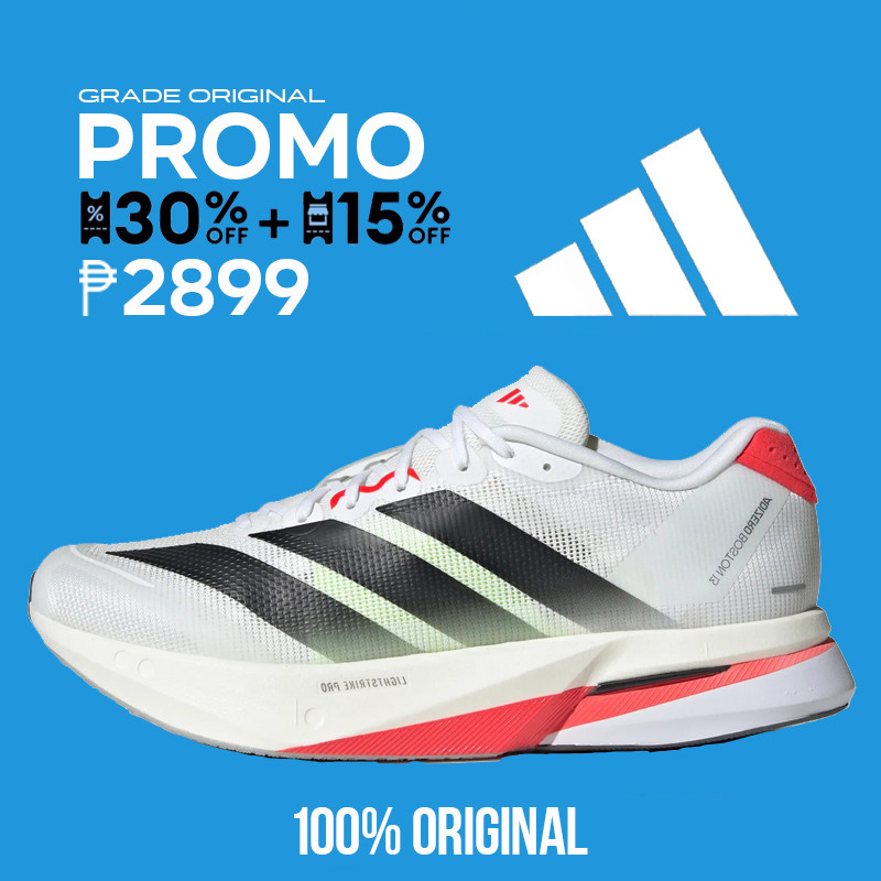 Adidas Adizero Boston 13 White and red JS4932 Stylish, Comfortable ...