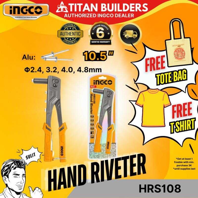 Ingco By Titan Hand Riveter For Aluminum Rivets, 10.5