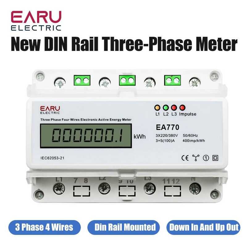 Three Phase Four Wires Eelectronic Active Energy Meter Kwh Power ...