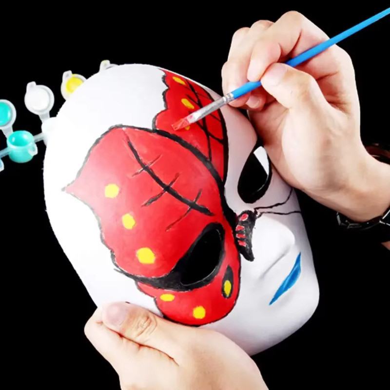 5/3/1PCS DIY Full Face Craft Masks Blank White Paintable Paper Mache ...