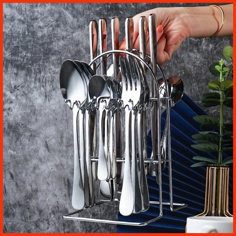 24Pcs Cutlery Set Stainless Steel Knife Spoon And Fork Dinnerware Set ...