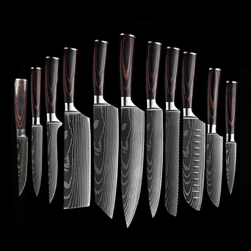 Laser Pattern Western Chef Knife Kitchen Knife Santoku Knife Damascus ...