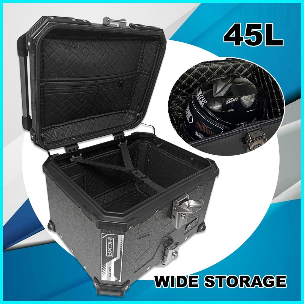 Moto Coffer HEXA 2 Alloy Top Box 45L Liters 6.8kg Compartment Moto Box ...