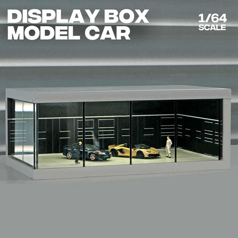 1/64 Scale Alloy Car Model Lighted Clear Acrylic Showcase Garage ...