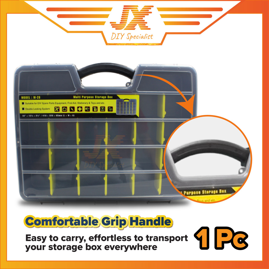 26 Slots Heavy Duty Plastic Adjustable Storage Box Tool Box Hardware ...