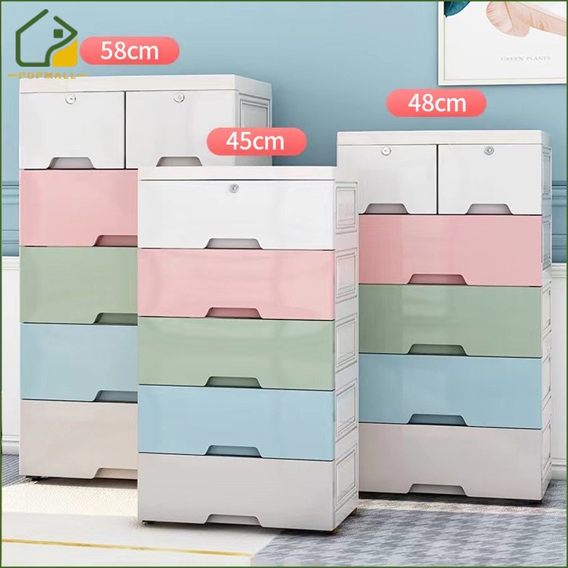 PoP Drawer cabinet Durabox 5/6/7 Layer With lock wardrobe cabinet ...