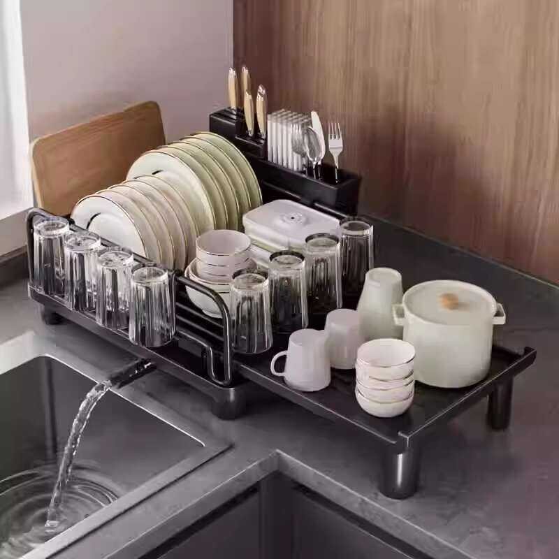 Kitchen Dish Draining Extendable Sink Bowl Plate Cutlery Storage Rack ...