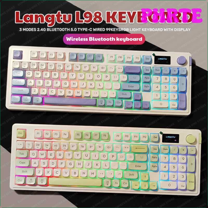 PHRTE Langtu L98 Mechanical Keyboard 98 Keys Wireless Bluetooth 2.4G ...