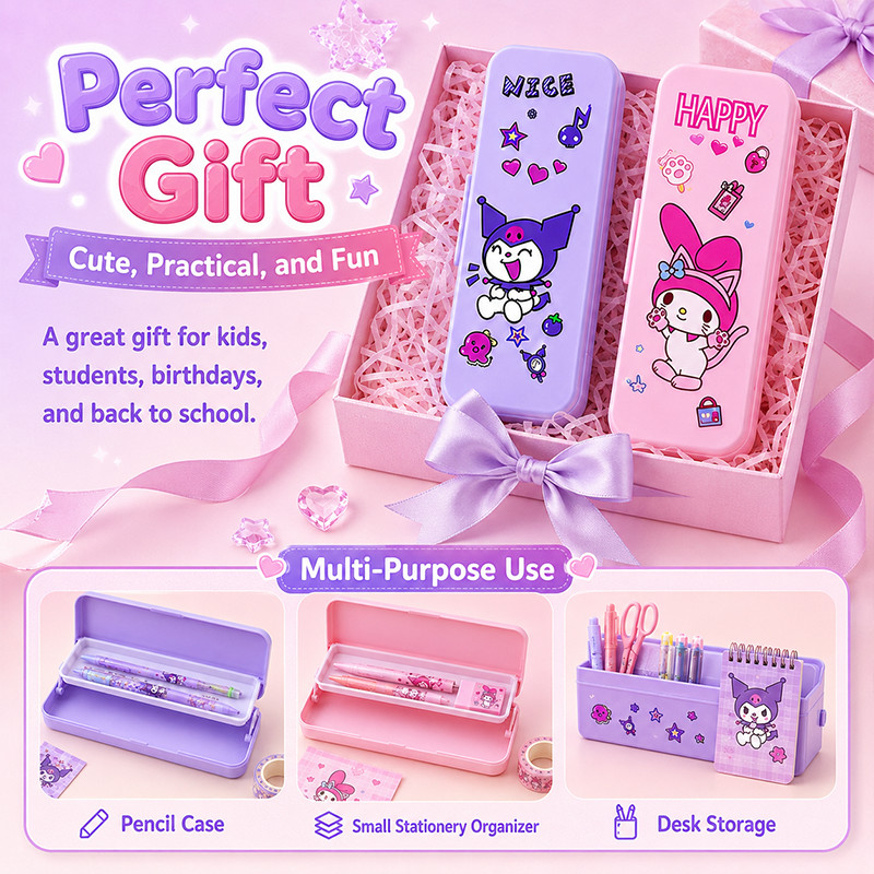 OmniMart Waterproof Sanrio Double Layers Pencil Case Kuromi Cartoon ...