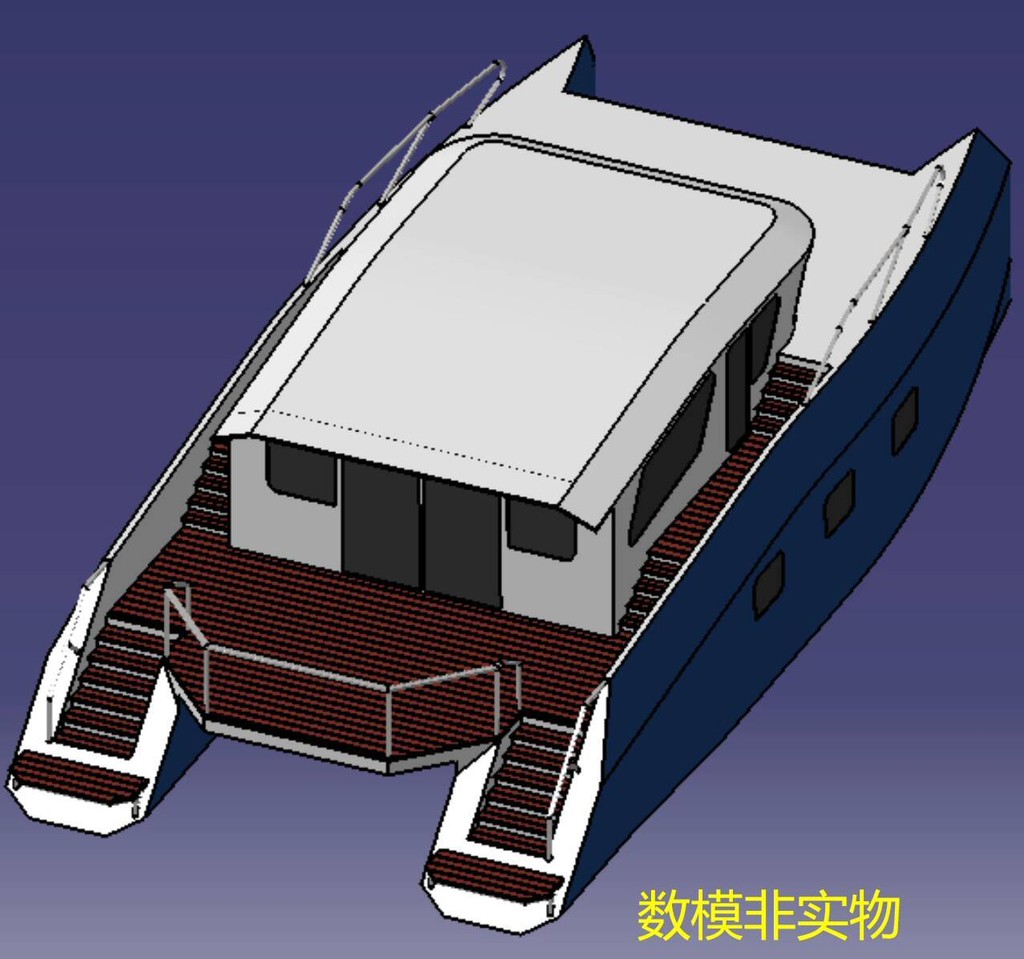 3D Geometric Model of Twin Hull Yacht Ship Small Boat Speedboat Surface ...