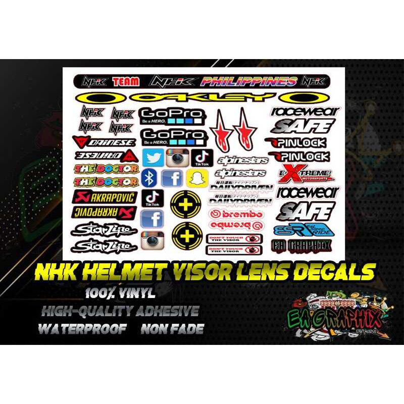 HELMET VISOR LENS STICKER SET DECALS ( NHK PH ) Ccd 3Zxcv 2D4 D7 ...