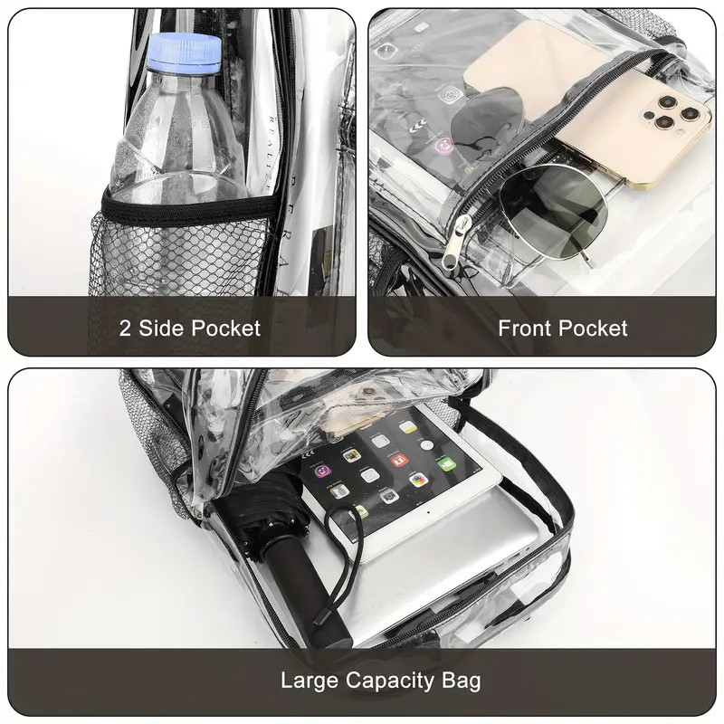 PVC Clear Backpack Heavy Duty for Concert Work Security Travel Stadium ...