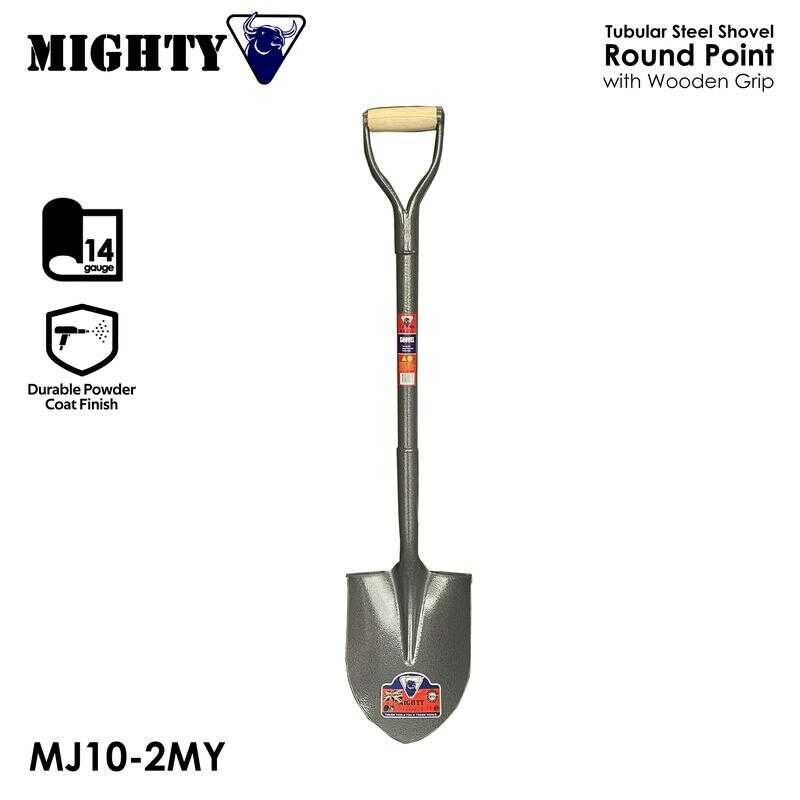 Mighty Round Point Shovel Steel Handle With Wooden Grip (Tools FOR ...