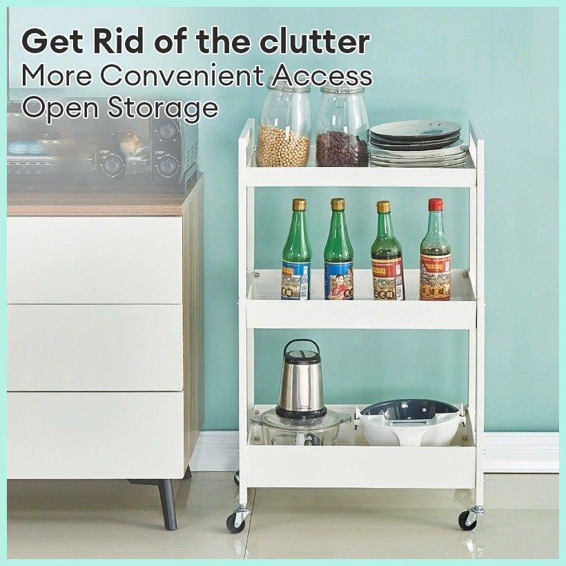 Metal utility trolley Storage Rack With Wheels kitchen trolley cart ...