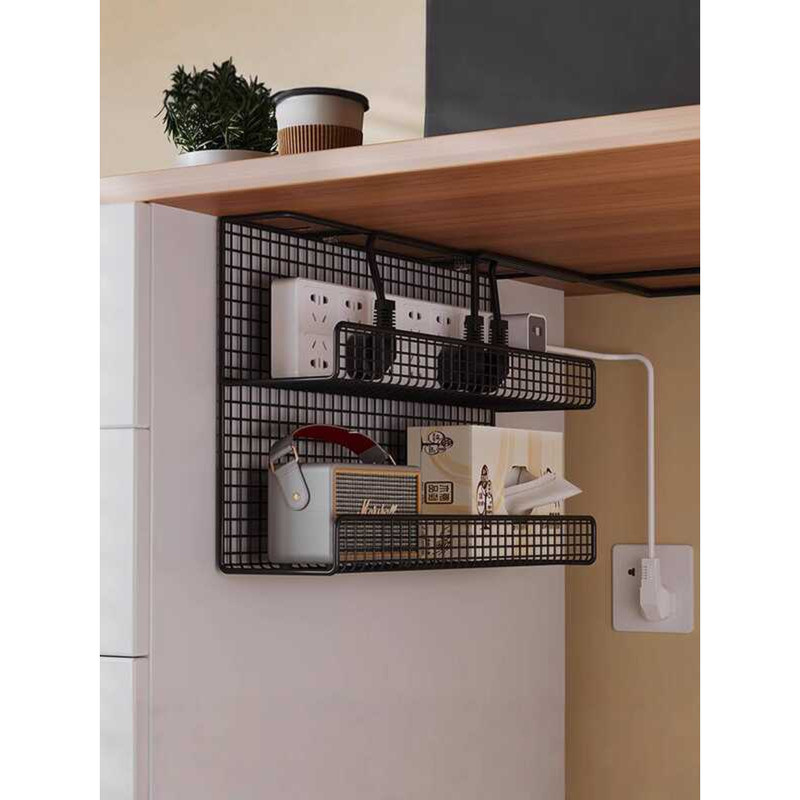 Under Desk Organizer Power Cord Tray Hider Wire Socket Fixer Storage 