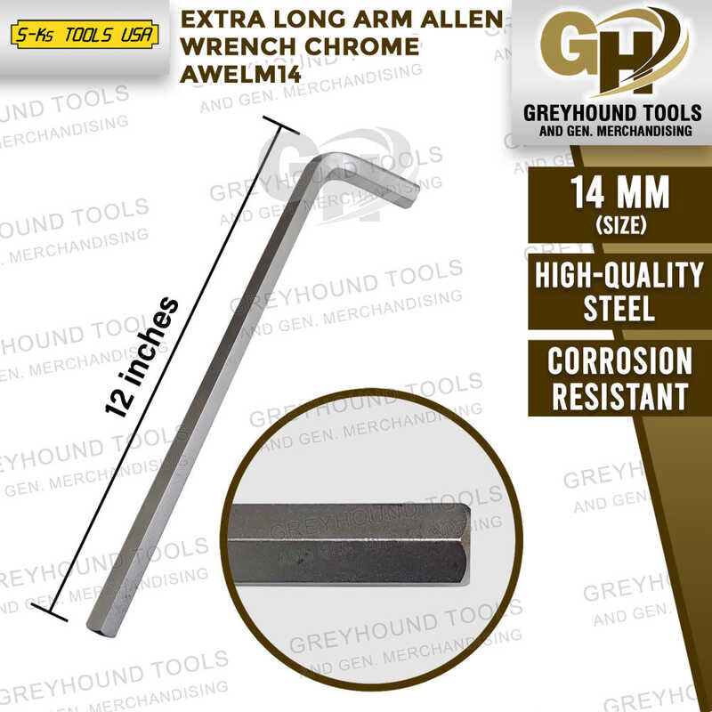 S-Ks Tools USA 14Mm Extra Long Arm Allen Wrench Chrome Awelm14 D92 ...