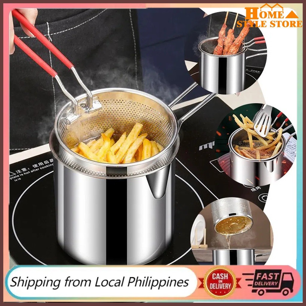 2pcs/set Mini Stainless Fryer Steel with Strainer Multifunctional Small ...
