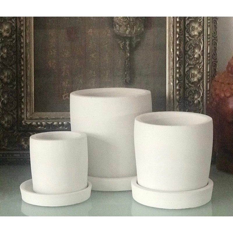 Rhonda Family Set with Catch Plates - Concrete Pots for Plants with ...