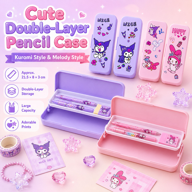 OmniMart Waterproof Sanrio Double Layers Pencil Case Kuromi Cartoon ...
