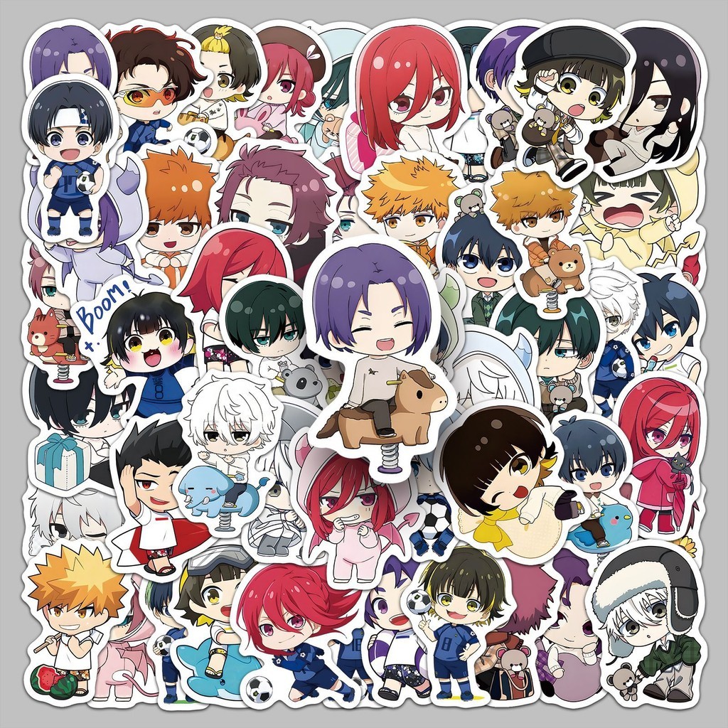 52-Piece Adorable Chibi Blue Lock Anime Stickers - Character Decor ...
