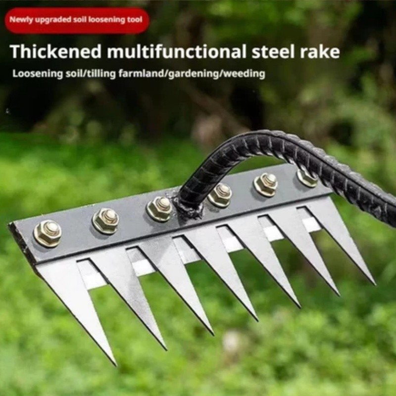 Weeding Rake Manganese Steel Detachable Screws Toothed Nail Rake ...