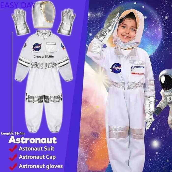 Astronaut Costume Kids Cosplay Jumpsuit Cartoon Space Party Boys Girls ...