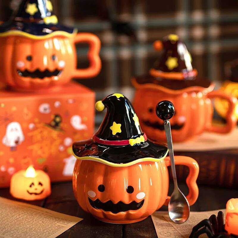 Tt Black Ceramic Creative Lids Portable Coffee Cup Cute Esprso Canecas ...