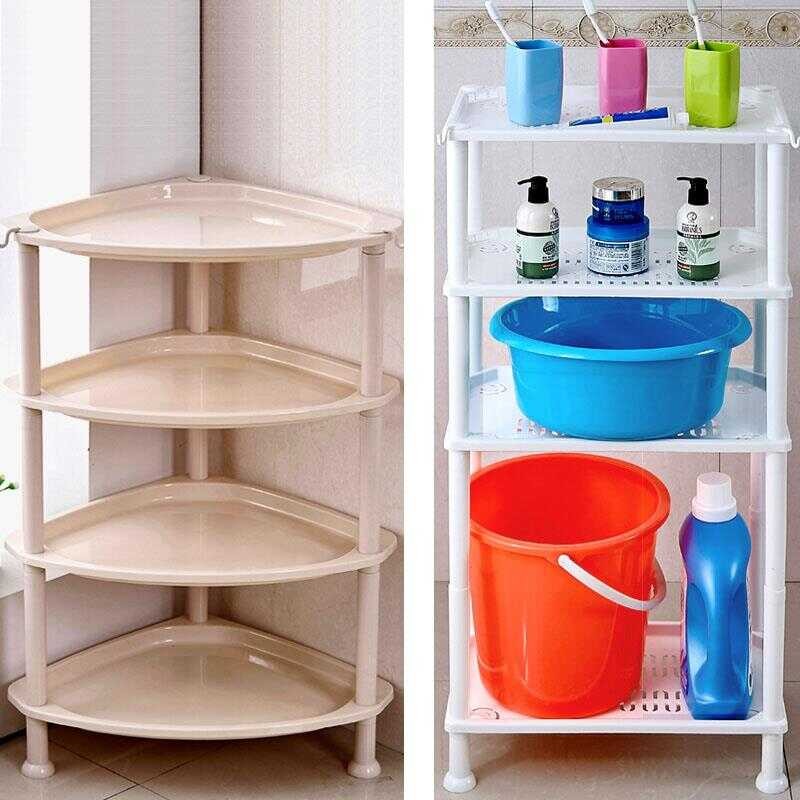 Bathroom Storage Rack Makeup Room Organizer Triangle Plastic Basin ...