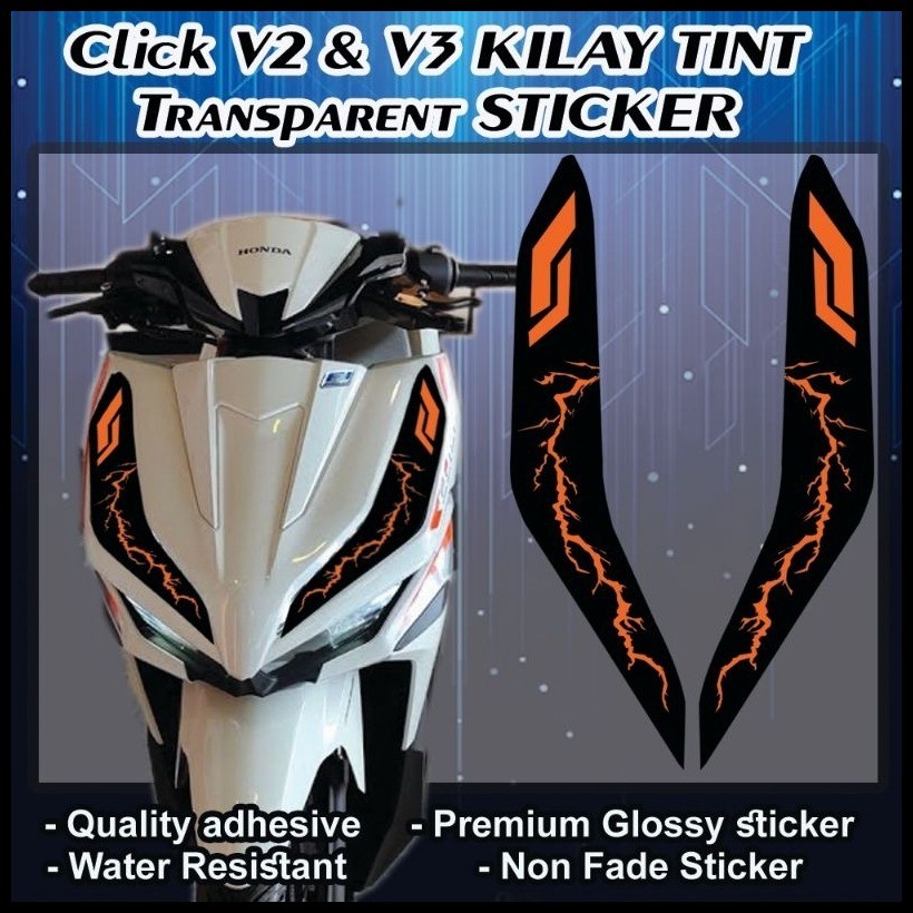 honda click V2 V3 kilay tint/transparent/motorcycle stickers/motorcycle ...