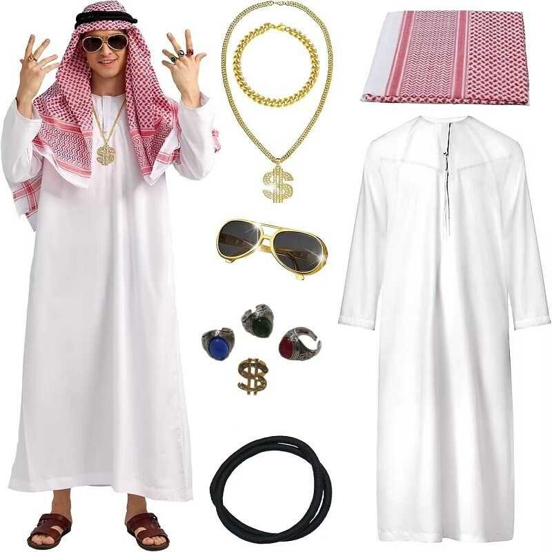 Halloween Costume Adult Arab Robe Unisex Dubai Rich Emirati Cosplay — free download