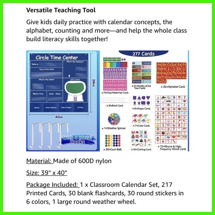 Ms. Rachel Circle Learning Time Center Pocket Chart Calendar Set ...