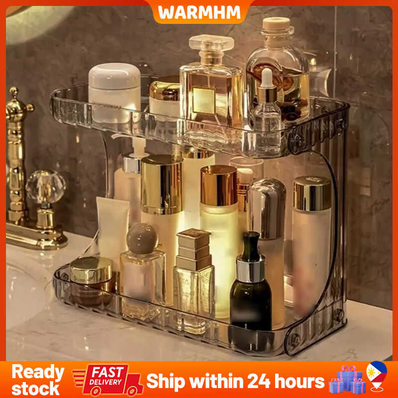 Double Layer Bathroom Organizer Shelf Acrylic Makeup Storage Rack ...